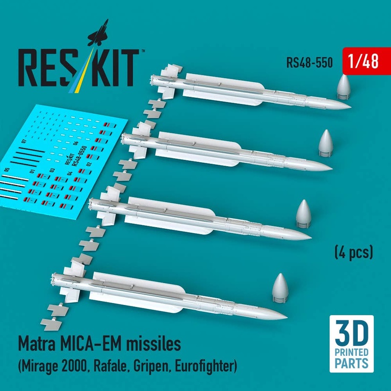 1/48 Matra MICA-EM missiles (4 pcs) (3D Printed)