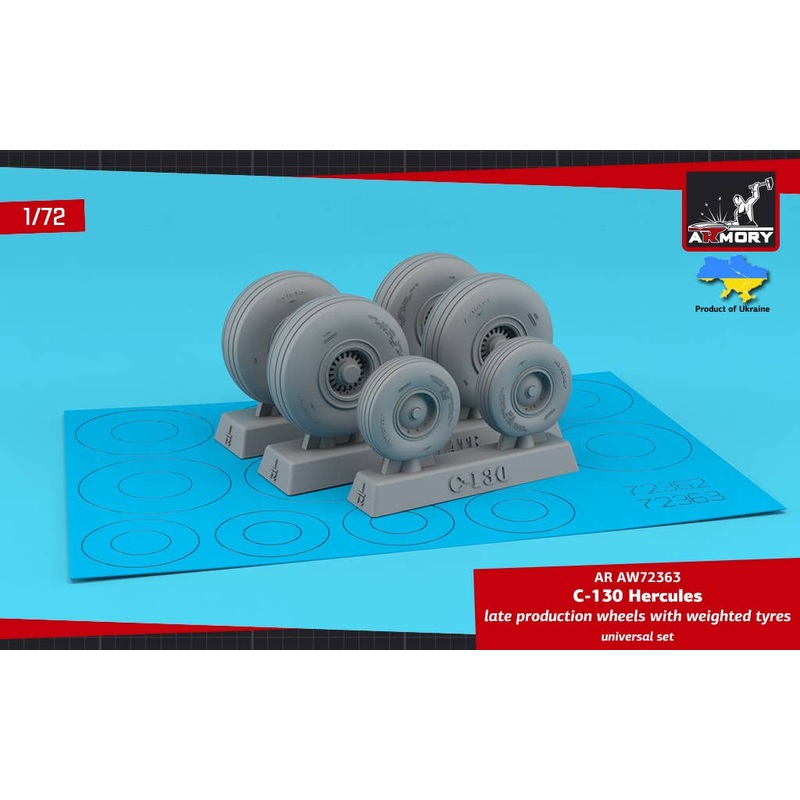 1/72 C-130 Hercules wheels w/ weighted tyres, late type