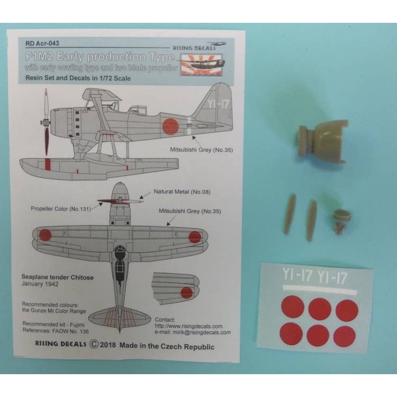 1/72 Cowling for F1M2 (Early Version) + Two Blade Prop. + Decals for Seaplane Tender Chitose