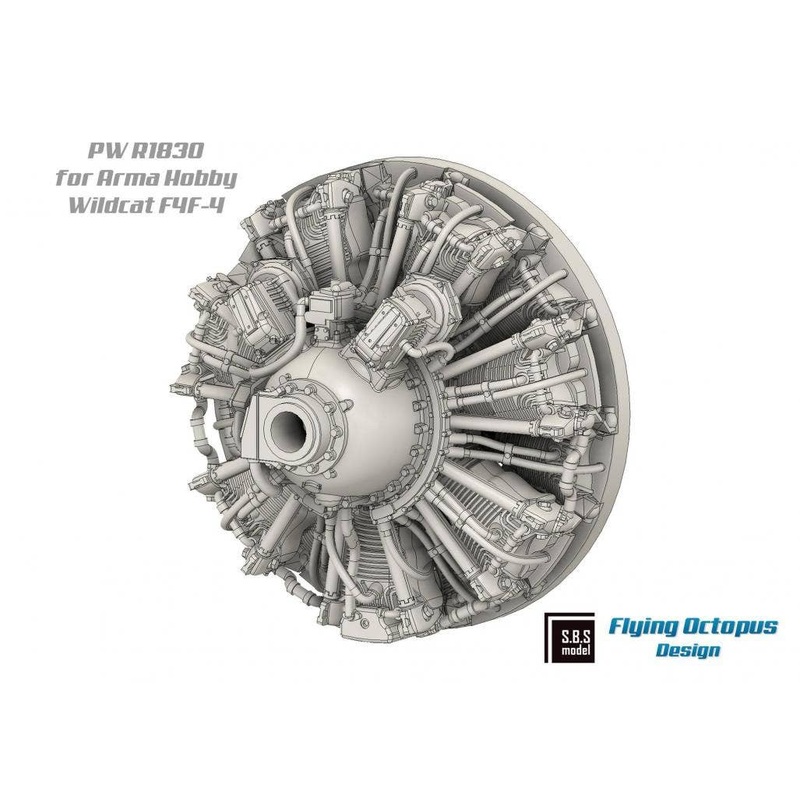 1/72 F4F-4 Wildcat engine & exhaust set for Arma Hobby kit