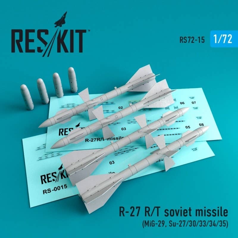 1/72 R-27 (R,T)  Soviet Missile (4 pcs)  (MiG-29, Su-27/30/32/33/35/37)