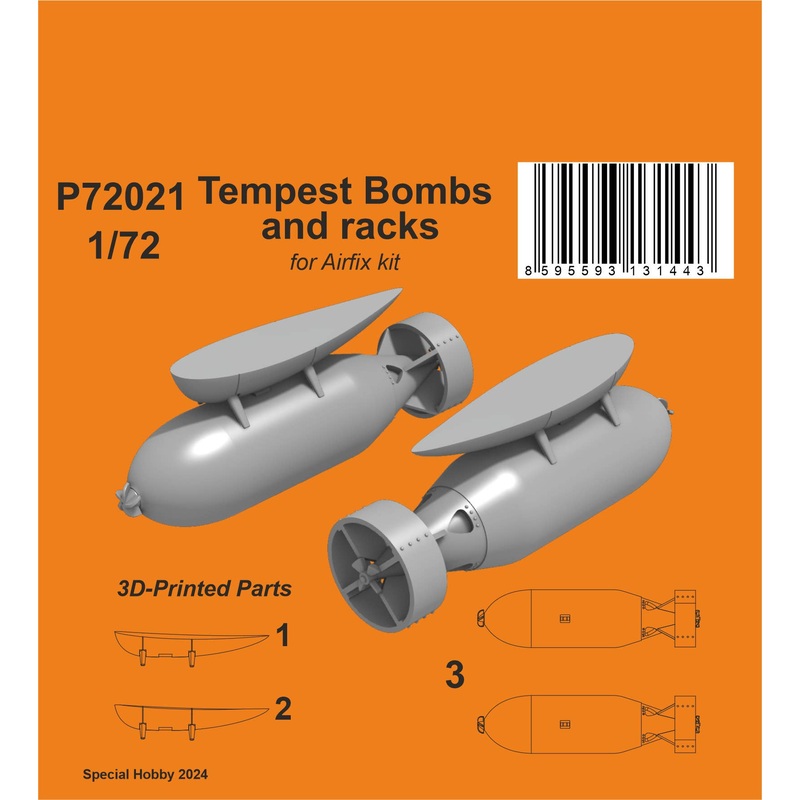 1/72 Tempest Bombs (1000 Lb) and racks / for Airfix kit