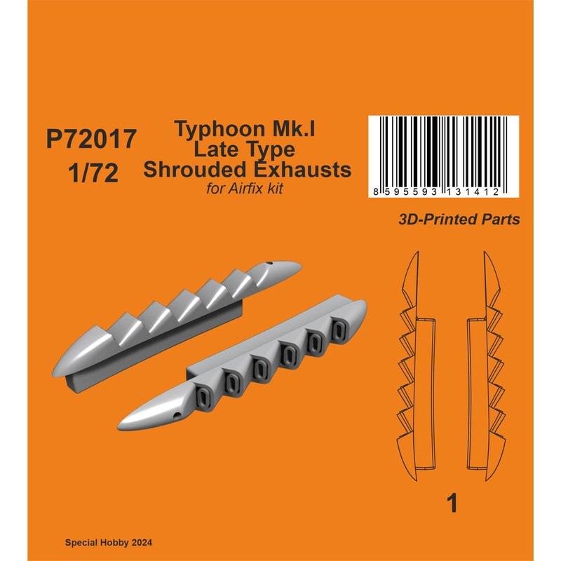 1/72 Typhoon Mk.I Late Type Shrouded Exhausts / for Airfix kit