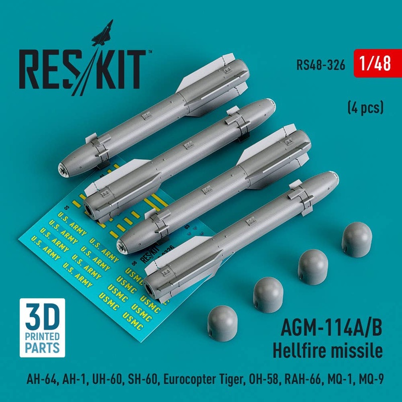 1/48 AGM-114A/B Hellfire missiles (4 pcs) (3D Printed)