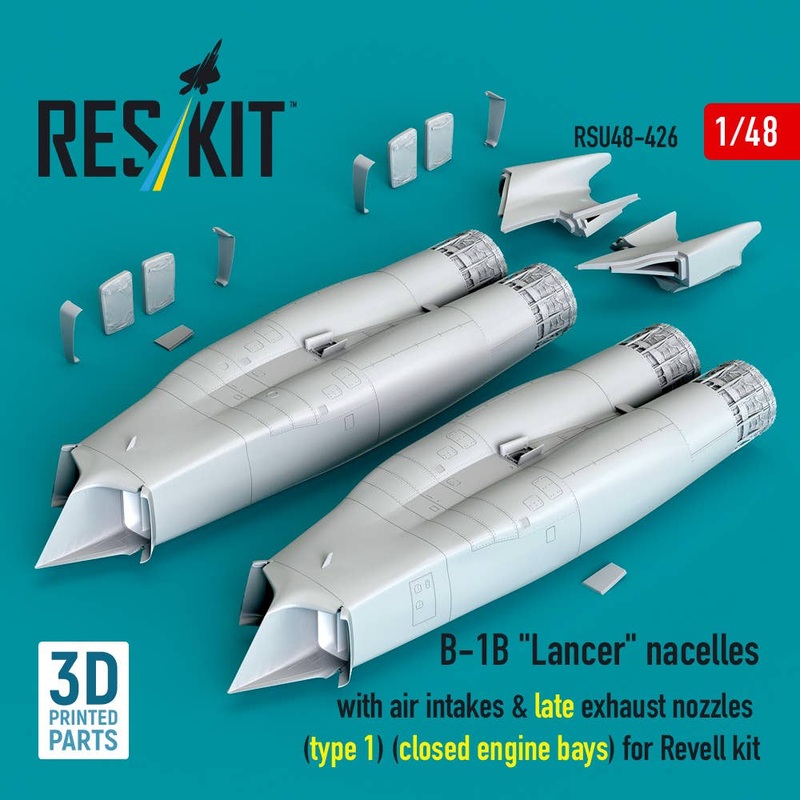 1/48 B-1B Lancer nacelles with air intakes & late exhaust nozzles (type 1) (closed engine bays) for Revell kit