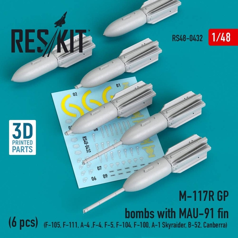 1/48 M-117R GP bombs with MAU-91 fin (6 pcs) (3D Printing)