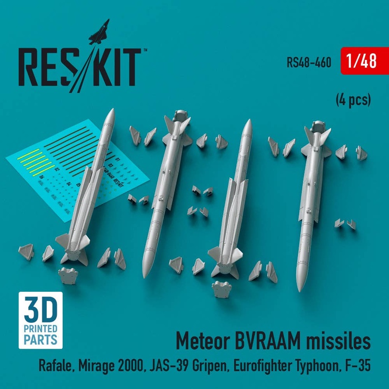 1/48 Meteor BVRAAM missiles (4 pcs) (Rafale, Mirage 2000, JAS-39 Gripen, Eurofighter Typhoon, F-35) (3D Printed)