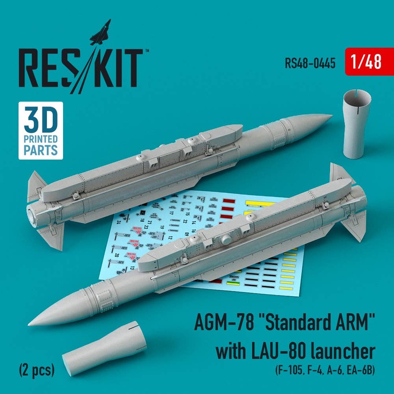 1/48 AGM-78 Standard ARM with LAU-80 launcher (2 pcs) (F-105,F-4,A-6,EA-6B) (3D printing)