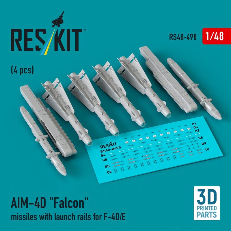 1/48 AIM-4D Falcon missiles with launch rails for F-4D/E (4 pcs)
