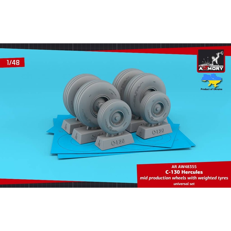 1/48 C-130 Hercules wheels w/ weighted tyres, mid type