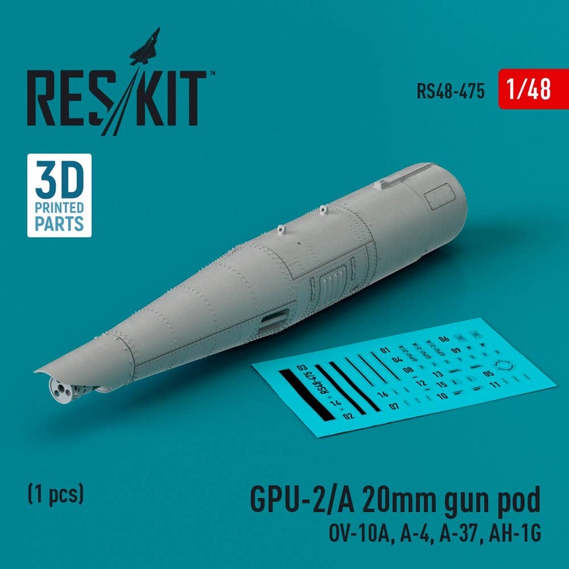 1/48 GPU-2/A 20mm gun pod (1 pcs) (OV-10A, A-4, A-37, AH-1G) (3D Printed)