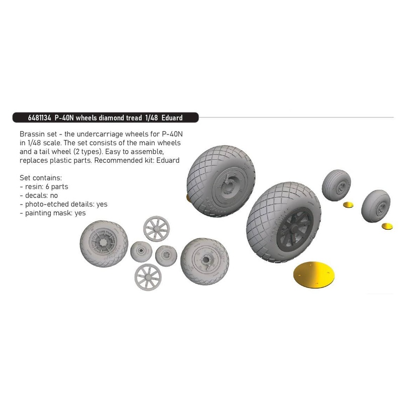 1/48 P-40N wheels diamond tread (For EDUARD)