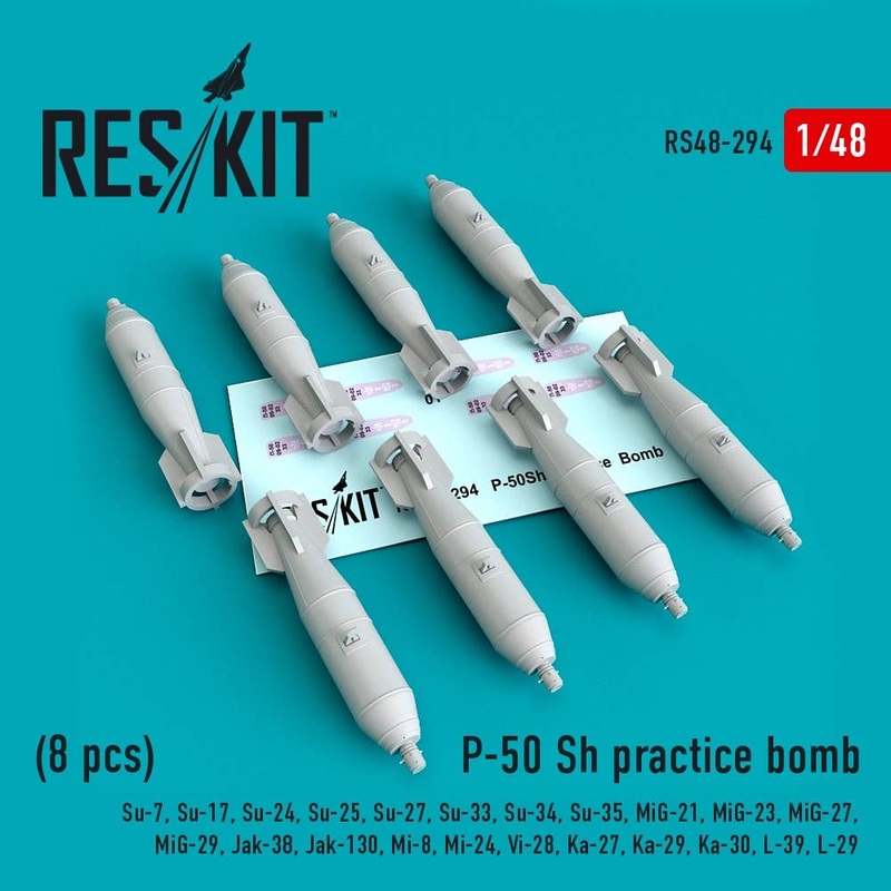 1/48 P-50 SH practice bomb (8 pcs)(Su-7, Su-17, Su-24, Su-25, Su-27, Su-33, Su-34, Su-35, MiG-21, MiG-23, MiG-27, MiG-29, Jak-38, Jak-130, Mi-8, Mi-24, Vi-28, Ka-27, Ka-29, Ka-30, L-39, L-29)