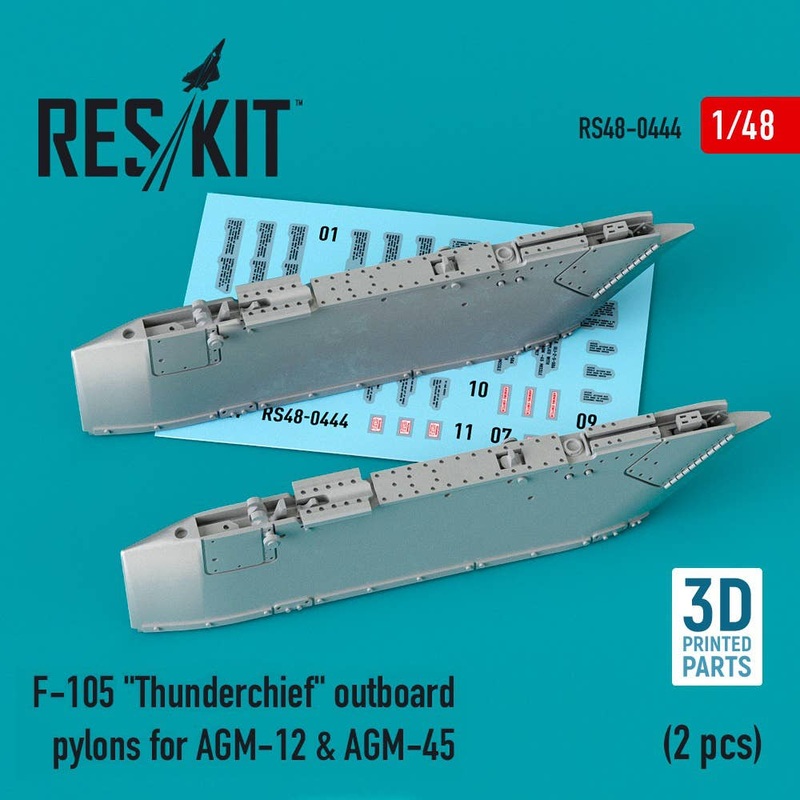 1/48 F-105 Thunderchief outboard AGM-12 & AGM-45 pylons (2 pcs) (3D Printed)