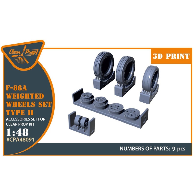 1/48 F-86A Weighted wheels set type 2 for Clear Prop! Kits