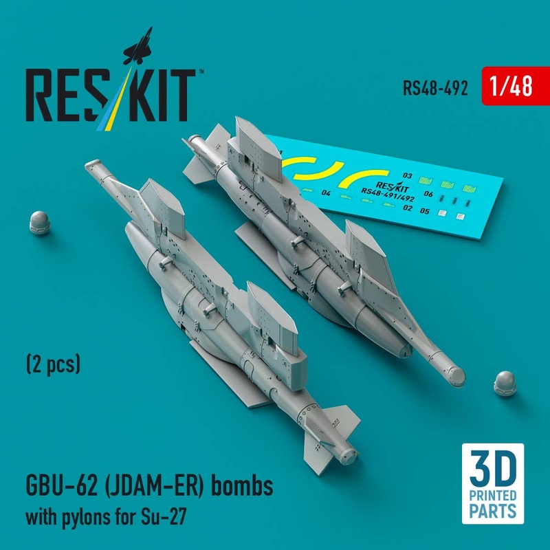 1/48 GBU-62 (JDAM-ER) bombs with pylons for Su-27 Flanker (2 pcs)