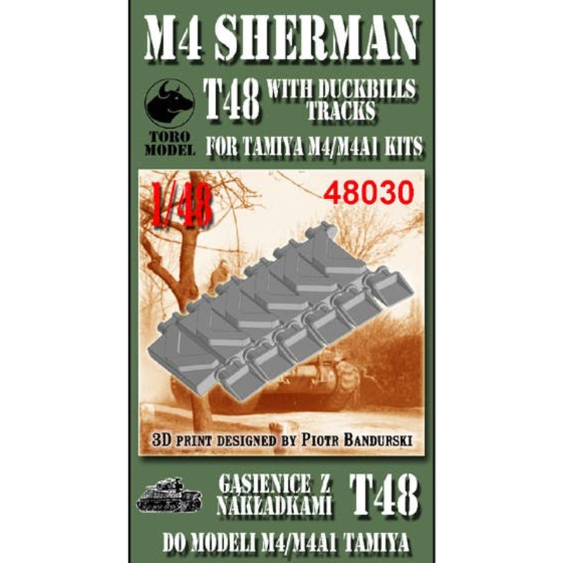 1/48 M4 Sherman - T48 with duckbills tracks - for Tamiya kit   NEW 3D