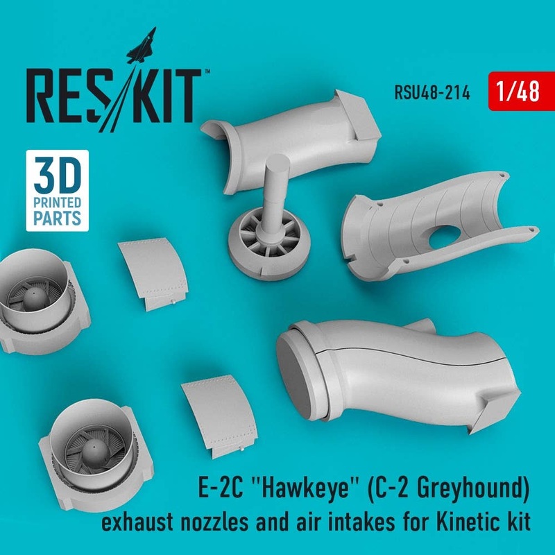 1/48 E-2C Hawkeye (C-2 Greyhound) exhaust nozzles and air intakes for Kinetic kit (3D Printing)