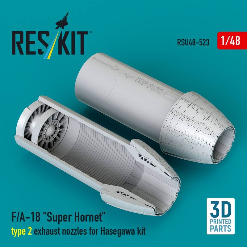 1/48 F/A-18 Super Hornet type 2 exhaust nozzles for Hasegawa kit (3D Printed)