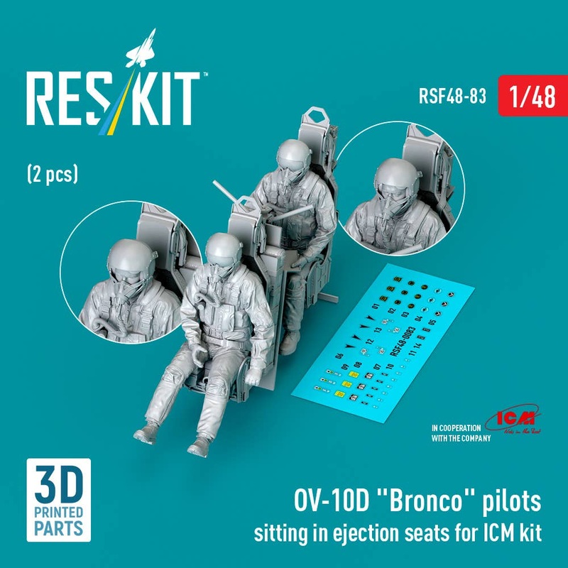 1/48 OV-10D Bronco pilots sitting in ejection seats for ICM kit (2 pcs)