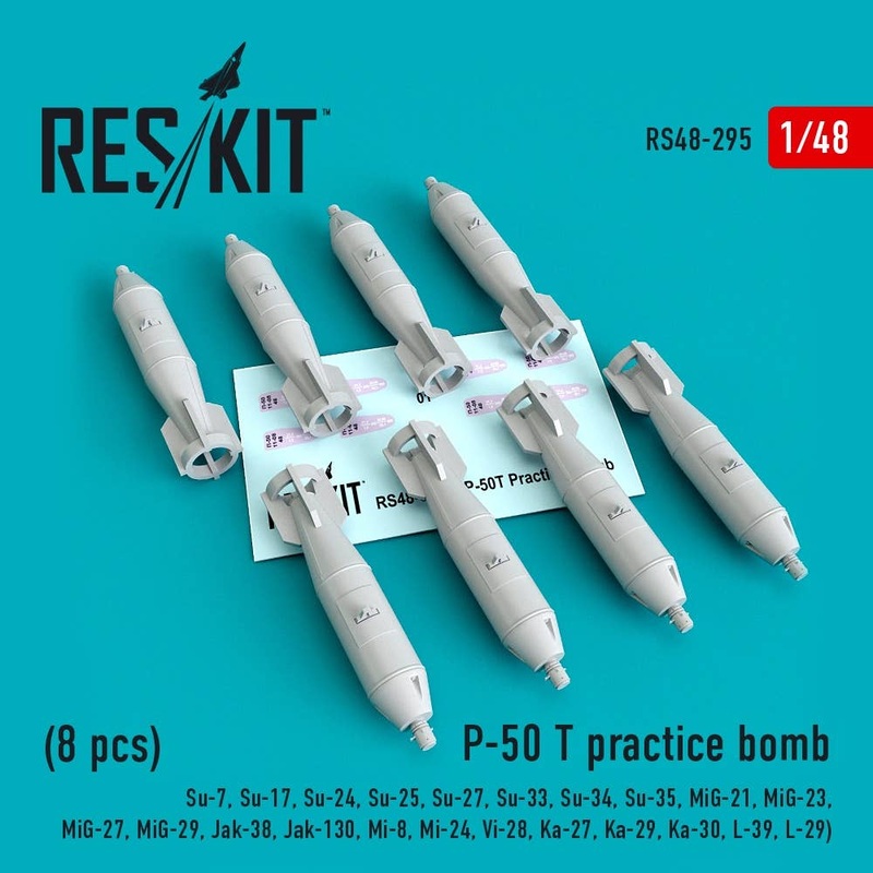 1/48 P-50 T practice bomb (8 pcs)(Su-7, Su-17, Su-24, Su-25, Su-27, Su-33, Su-34, Su-35, MiG-21, MiG-23, MiG-27, MiG-29, Jak-38, Jak-130, Mi-8, Mi-24, Vi-28, Ka-27, Ka-29, Ka-30, L-39, L-29)