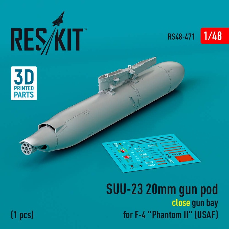 1/48 SUU-23 20mm gun pod (close gun bay) for F-4 Phantom II (USAF) (1 pcs) (3D Printed)