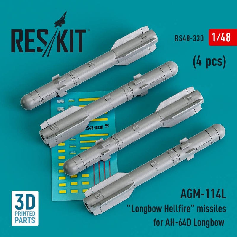 1/48 AGM-114L Longbow Hellfire missiles (4 pcs) (3D Printed)