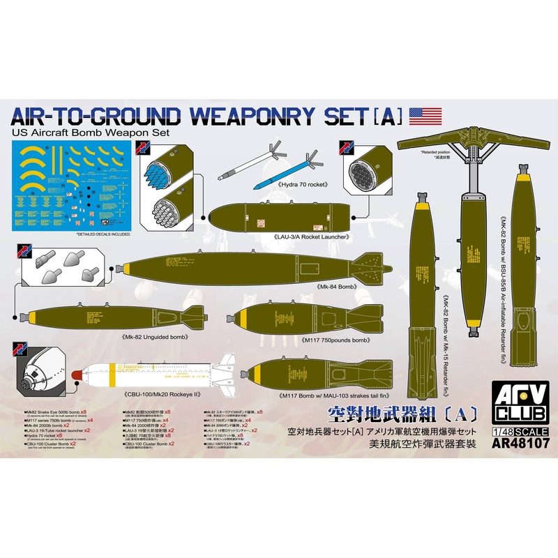 1/48 Air-to-Ground Weapon Set (A) US Air Force Bomb Set
