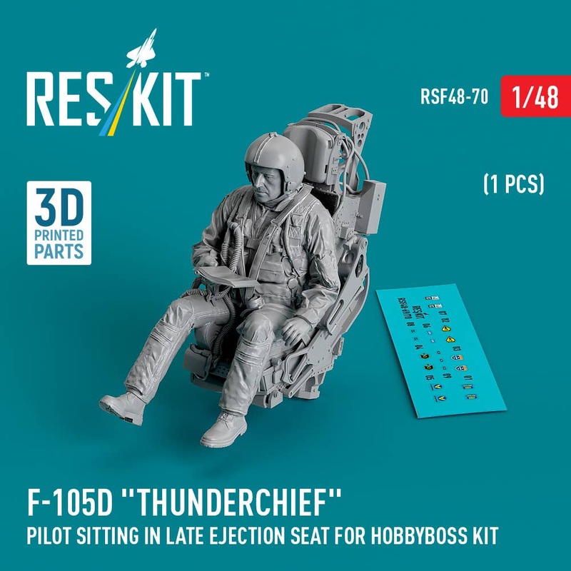 1/48 F-105D Thunderchief pilot sitting in late ejection seat for HobbyBoss kit (1 pcs)