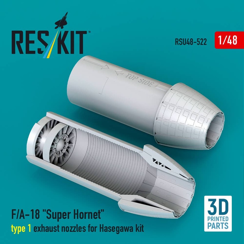 1/48 F/A-18 Super Hornet type 1 exhaust nozzles for Hasegawa kit (3D Printed)