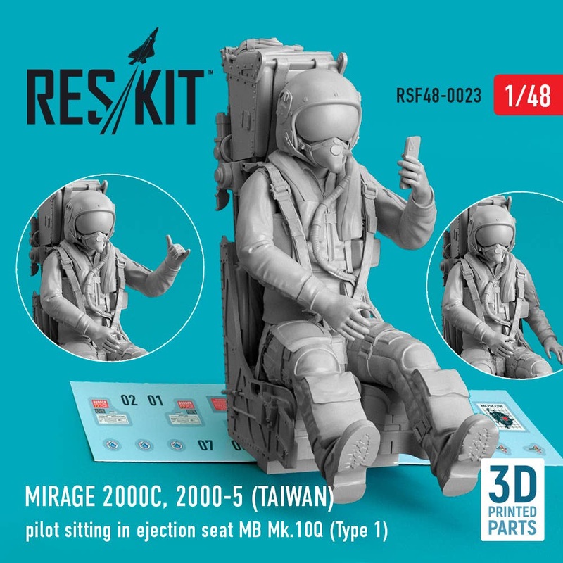 1/48 Mirage 2000C, 2000-5 (TAIWAN) pilot sitting in ejection seat MB Mk.10Q (Type 1) (3D Printed)