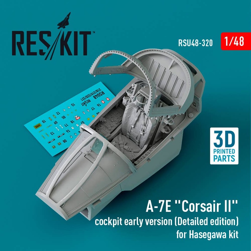 1/48 A-7E Corsair II cockpit early version (Detailed edition) for Hasegawa kit (3D Printed)