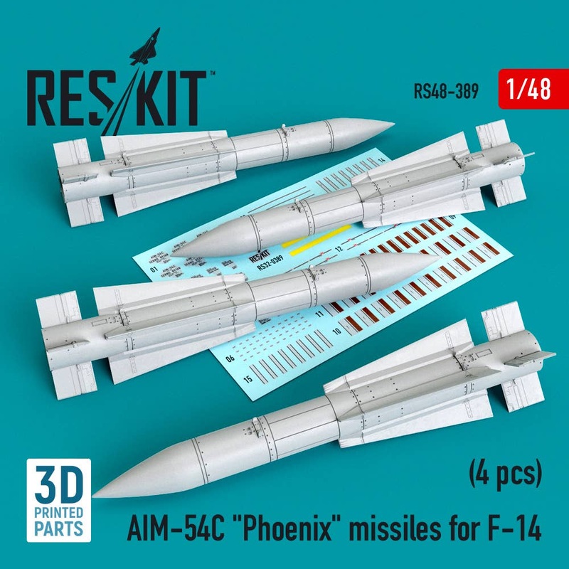 1/48 AIM-54C Phoenix missiles for F-14 (4pcs) (3D Printed)