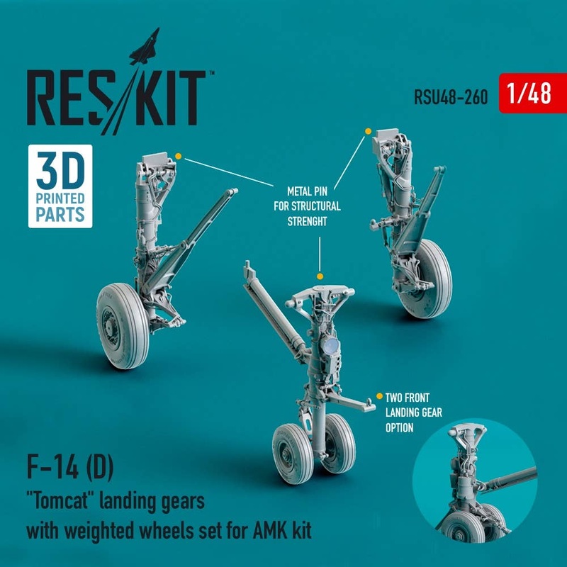 1/48 F-14 (D) Tomcat landing gears with weighted wheels set for AMK kit (Resin & 3D Printing)