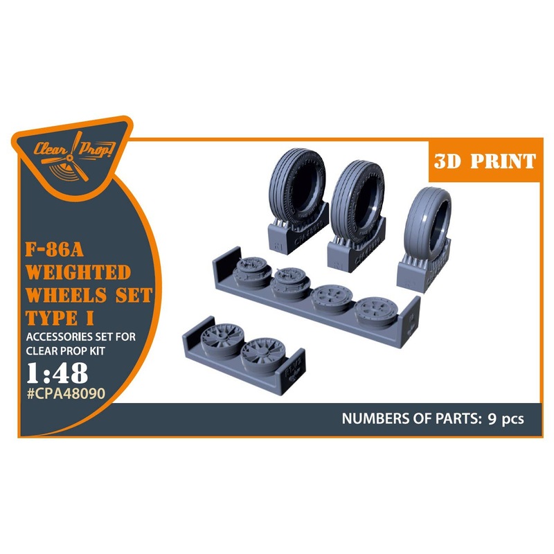 1/48 F-86A Weighted wheels set type 1 for Clear Prop! Kits