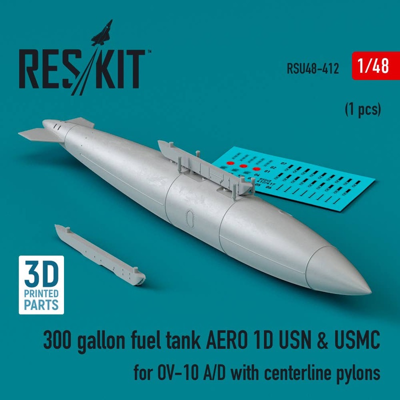 1/48 300 gallon fuel tank AERO 1D USN & USMC for OV-10 A/D with centerline pylons (1 pcs) (3D Printed)