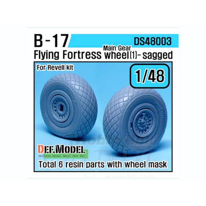 1/48 B-17 Flying Fortress Main Gear Wheel Set #1 Sagged (for Revell)