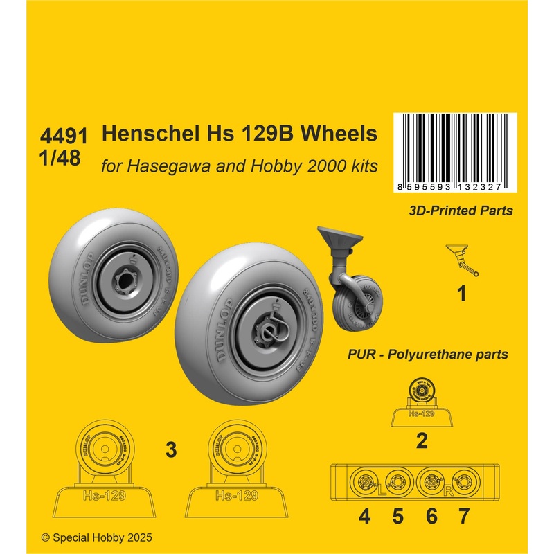 1/48 Henschel Hs 129B Wheels / for Hasegawa and Hobby 2000 kits