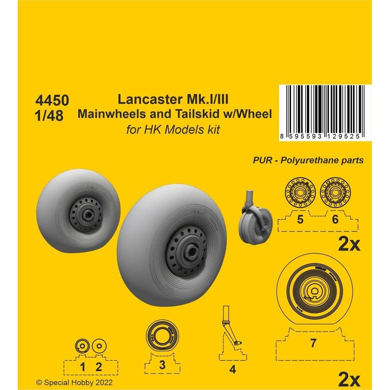 1/48 Lancaster Mk.I/III Mainwheels and Tailwheel w/Leg / for HK Models kit