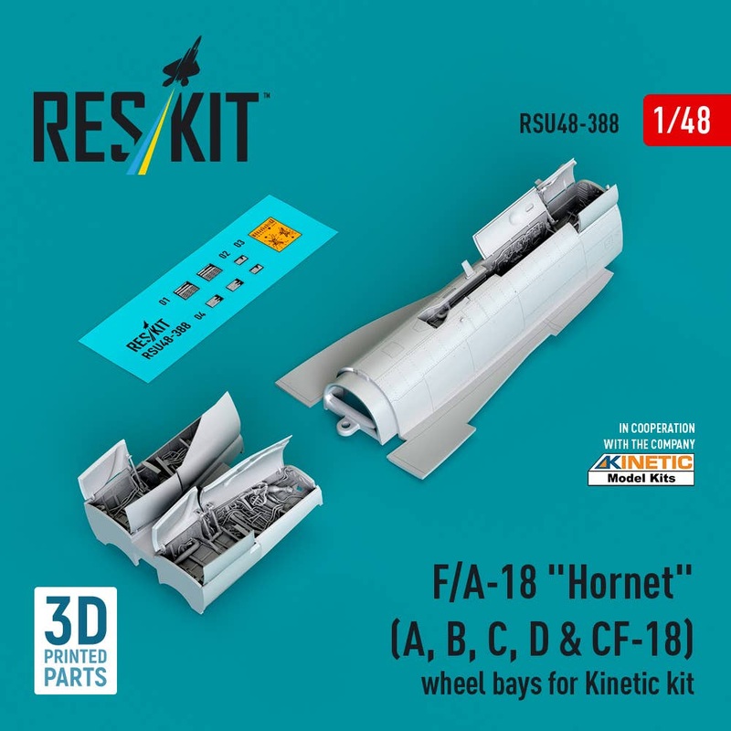 1/48 F/A-18 Hornet (A, B, C, D & CF-18) wheel bays for Kinetic kit