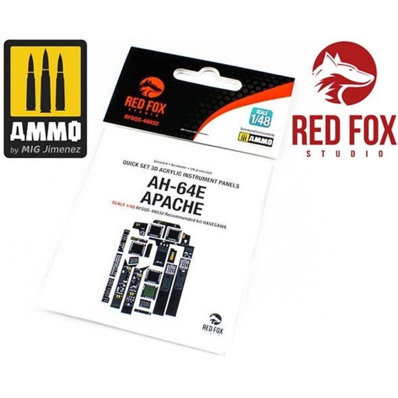 1/48 AH-64E 3D Acrylic Instrument Panel For Apache for Hasegawa