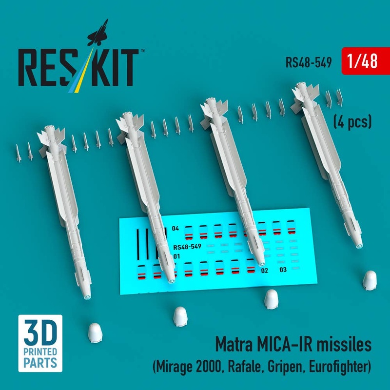 1/48 Matra MICA-IR missiles (4 pcs) (3D Printed)