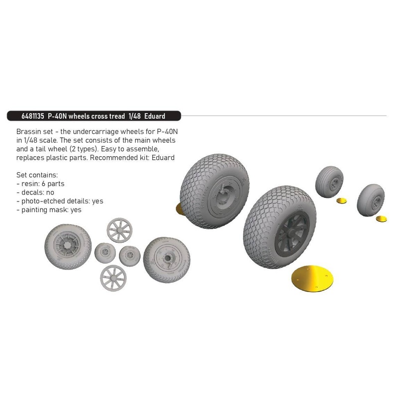 1/48 P-40N wheels cross tread (For EDUARD)