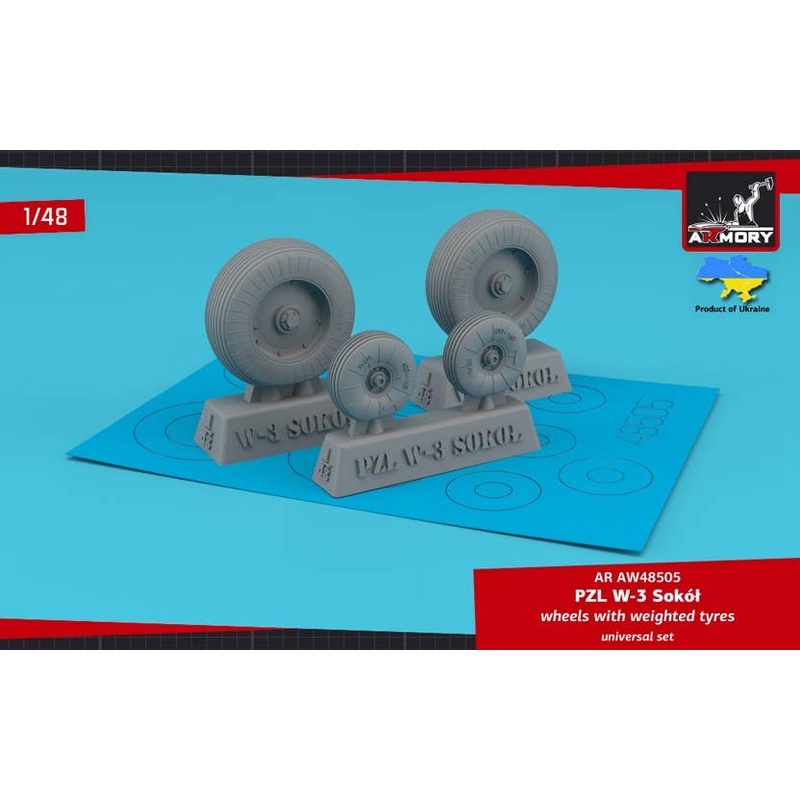1/48 PZL W-3 Sokol wheels w/ weighted tires