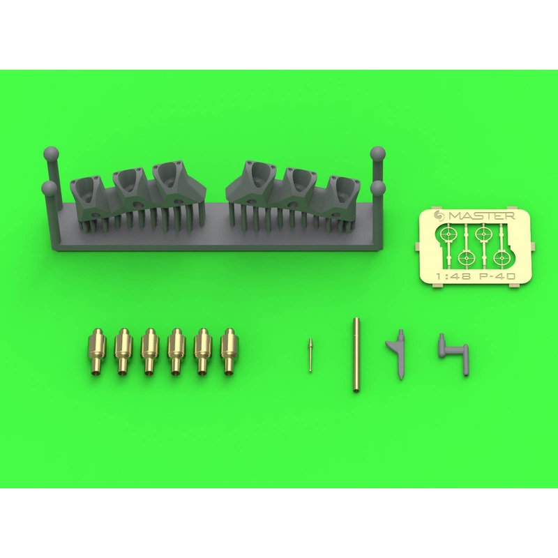 1/48 WWII American Curtiss P-40E Warhawk detail set, sight/Browning .50 (12.7mm) machine gun muzzle/pitot tube (for Eduard)