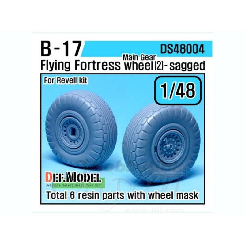 1/48 B-17F/G Flying Fortress Main Gear Wheel Set #2 Sagged (for Revell)
