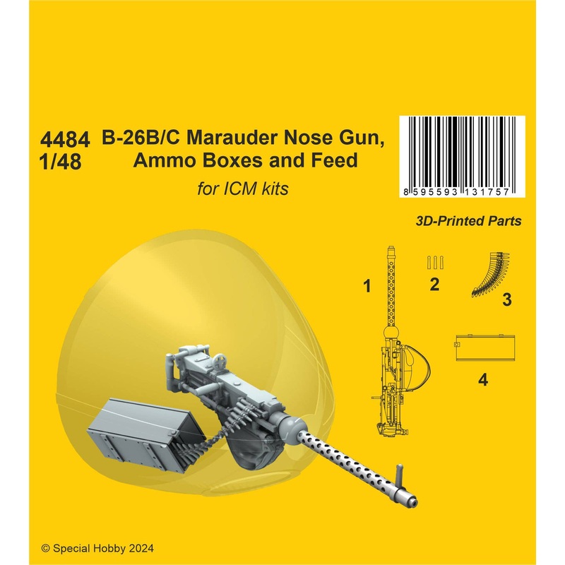 1/48 B-26B/C Marauder Nose Gun, Ammo Boxes and Feed / for ICM kit