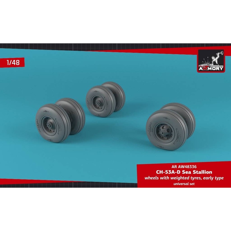 1/48 CH-53 Sea Stallion Wheels w/Weighted Tires, Early
