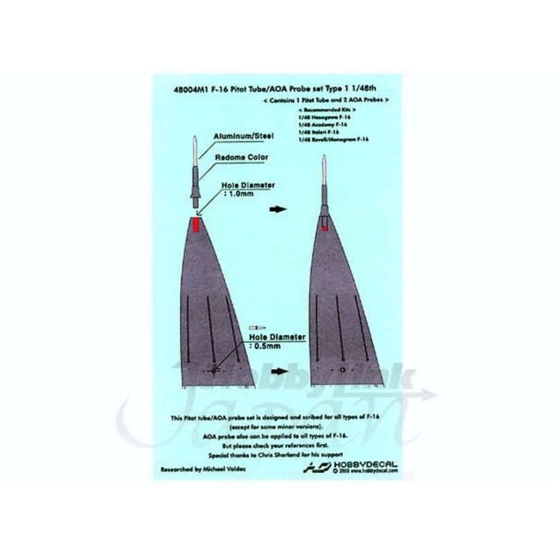 1/48 F-16 Pitot Tube / AOA Probe Set Type 1
