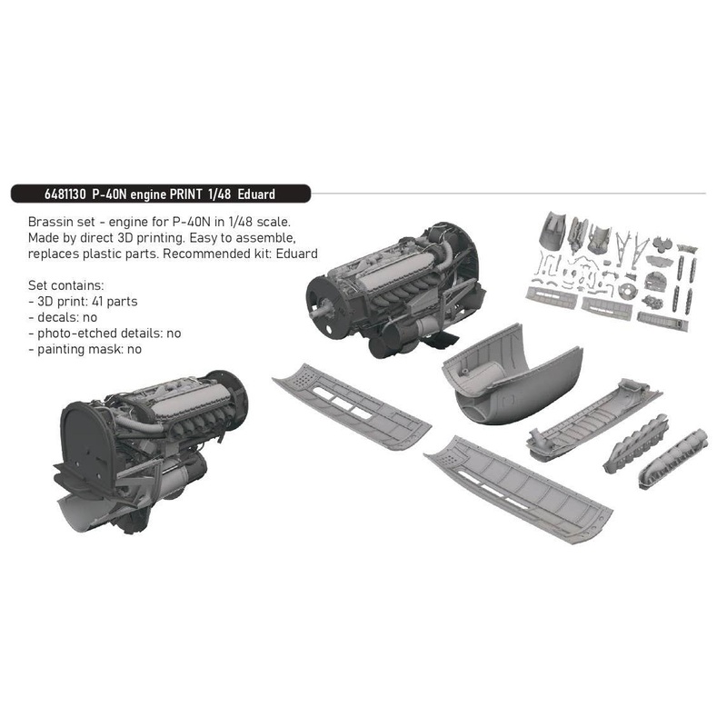 1/48 P-40N engine PRINT (For EDUARD)